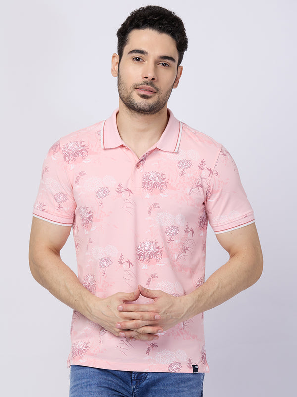 Killer Men Pink Printed Slim Fit T-Shirts
