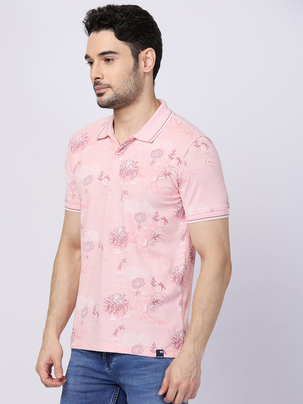 Killer Men Pink Printed Slim Fit T-Shirts