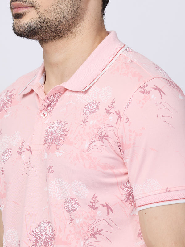 Killer Men Pink Printed Slim Fit T-Shirts