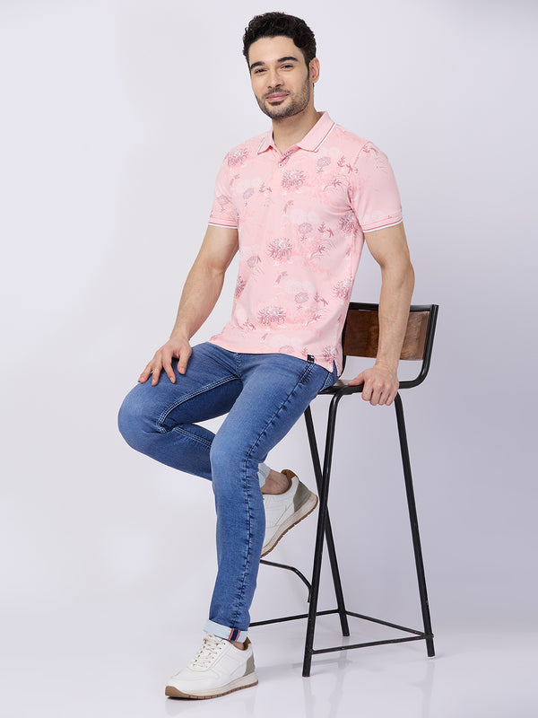 Killer Men Pink Printed Slim Fit T-Shirts