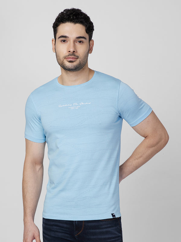 Killer Men Light Blue Printed Slim Fit T-Shirts