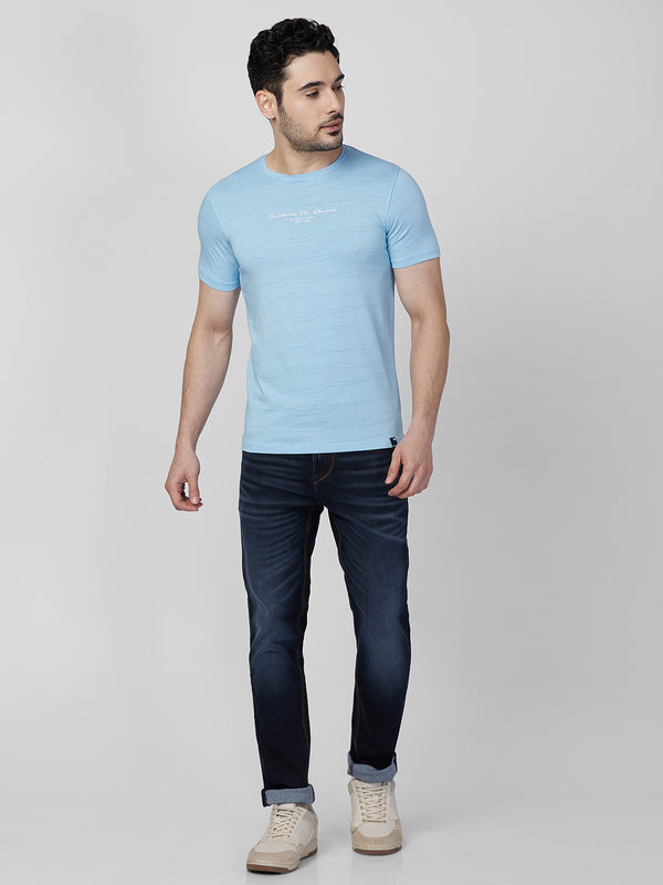 Killer Men Light Blue Printed Slim Fit T-Shirts