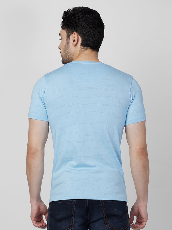 Killer Men Light Blue Printed Slim Fit T-Shirts