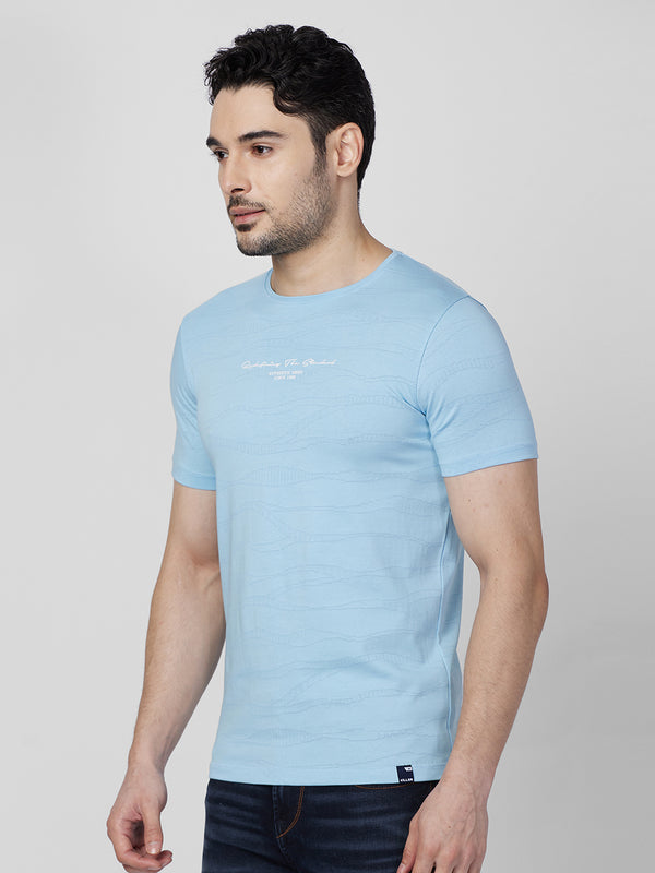 Killer Men Light Blue Printed Slim Fit T-Shirts