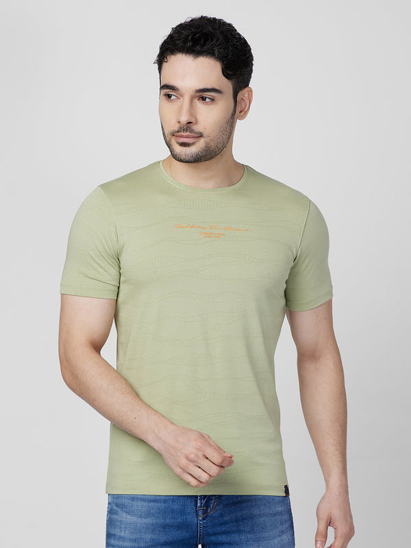 Killer Men Light Green Printed Slim Fit T-Shirts