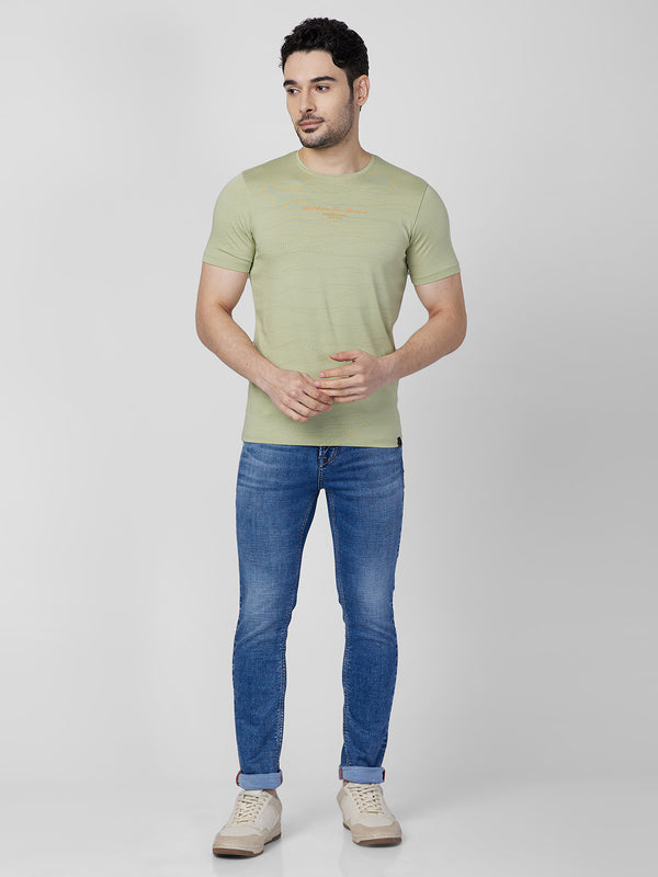 Killer Men Light Green Printed Slim Fit T-Shirts