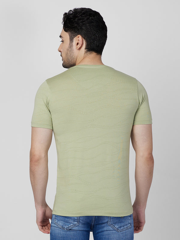 Killer Men Light Green Printed Slim Fit T-Shirts