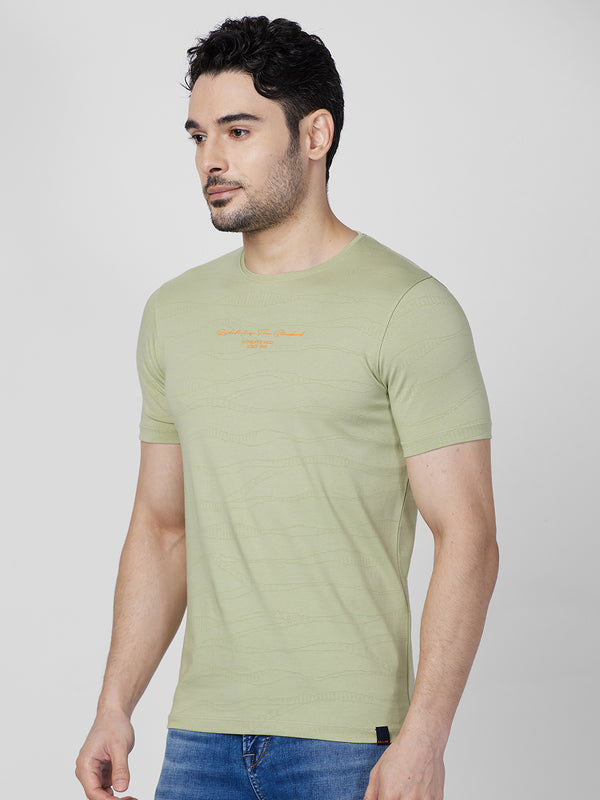 Killer Men Light Green Printed Slim Fit T-Shirts