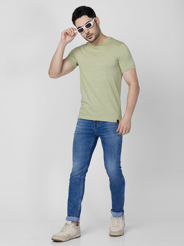Killer Men Light Green Printed Slim Fit T-Shirts