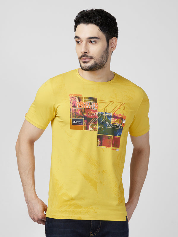 Killer Men Musturd Printed Slim Fit T-Shirts