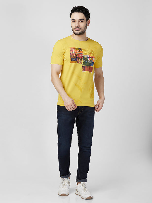 Killer Men Musturd Printed Slim Fit T-Shirts