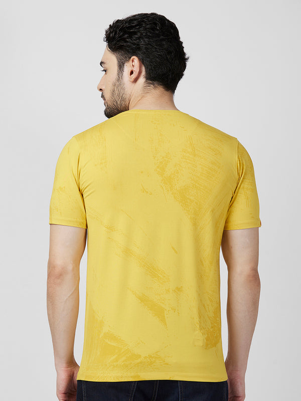 Killer Men Musturd Printed Slim Fit T-Shirts