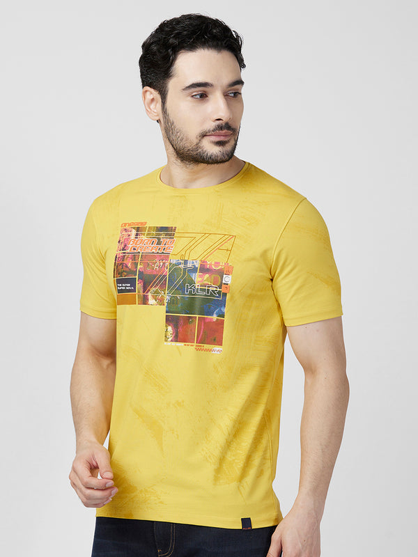 Killer Men Musturd Printed Slim Fit T-Shirts