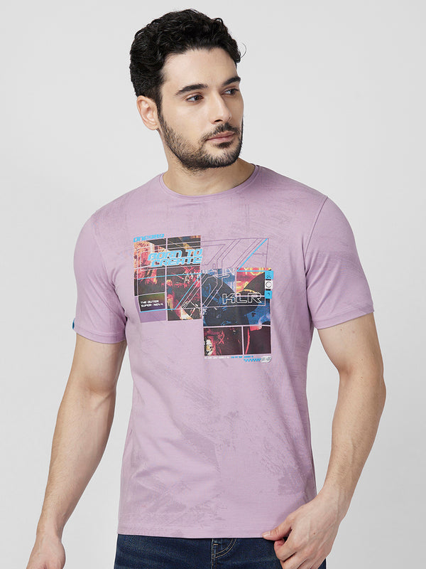 Killer Men Purple Printed Slim Fit T-Shirts