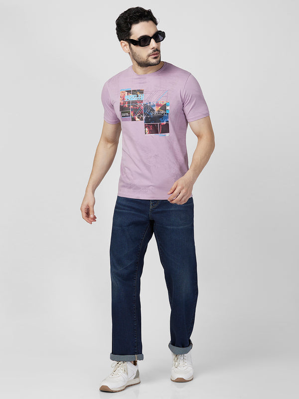 Killer Men Purple Printed Slim Fit T-Shirts