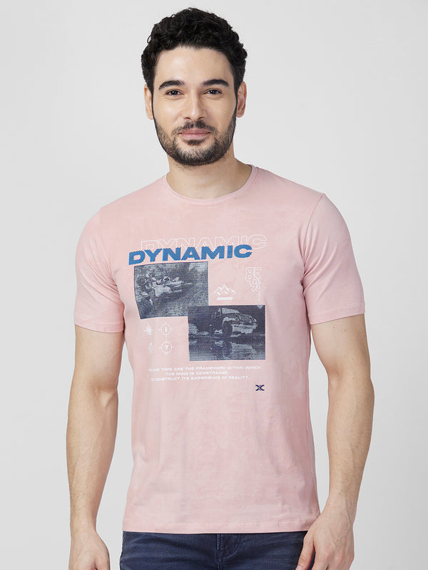 Killer Men Peach Printed Slim Fit T-Shirts