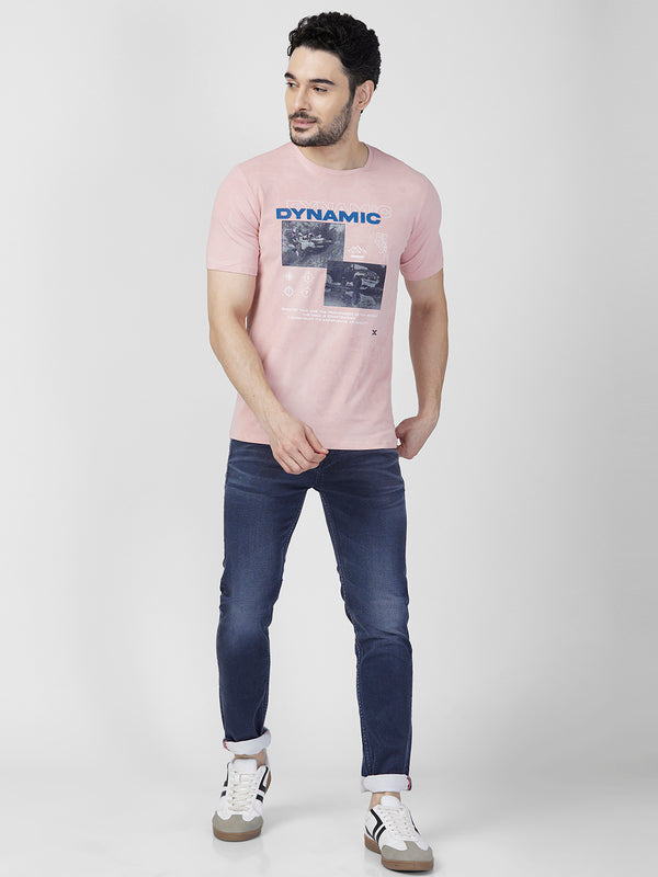Killer Men Peach Printed Slim Fit T-Shirts