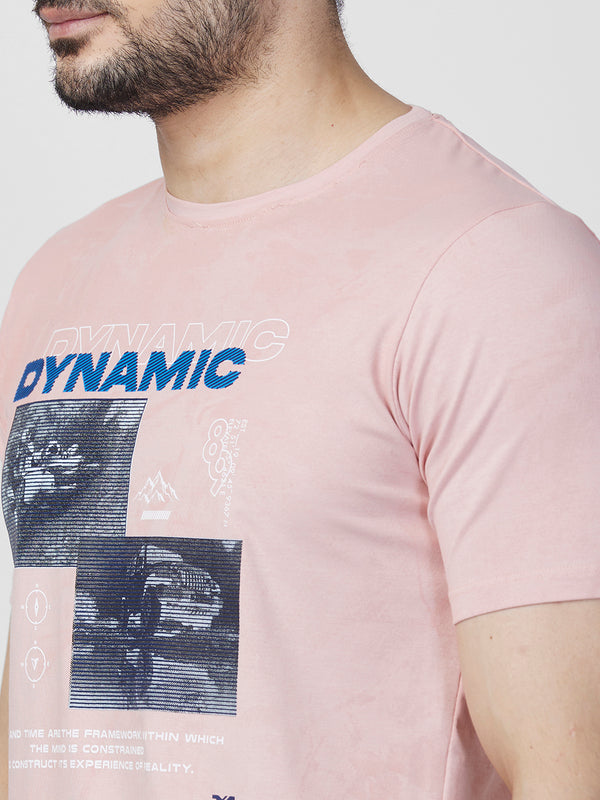 Killer Men Peach Printed Slim Fit T-Shirts