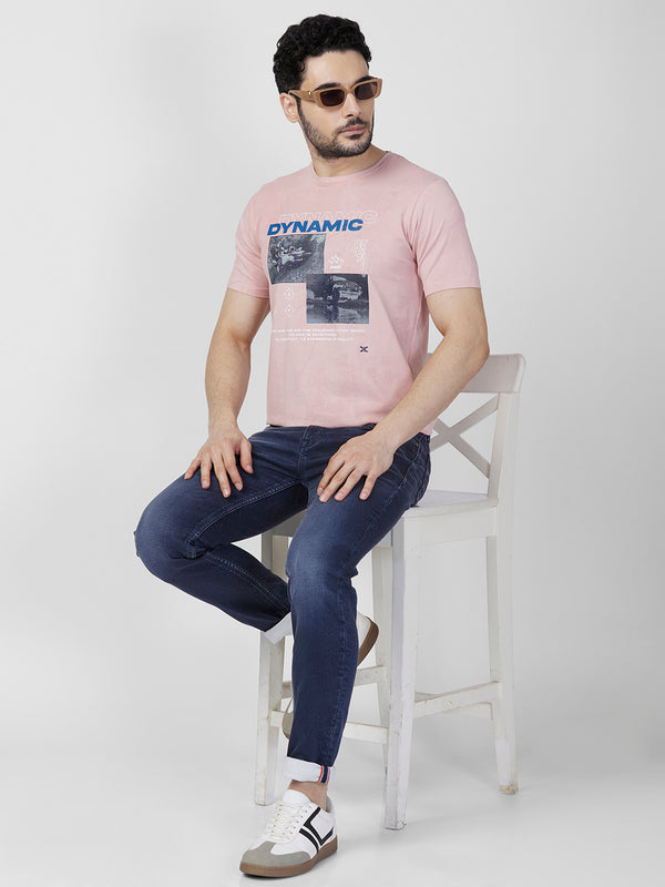 Killer Men Peach Printed Slim Fit T-Shirts