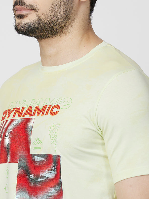 Killer Men Yellow Printed Slim Fit T-Shirts