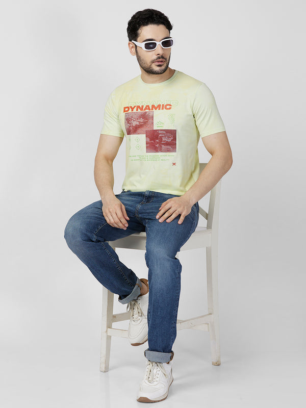 Killer Men Yellow Printed Slim Fit T-Shirts