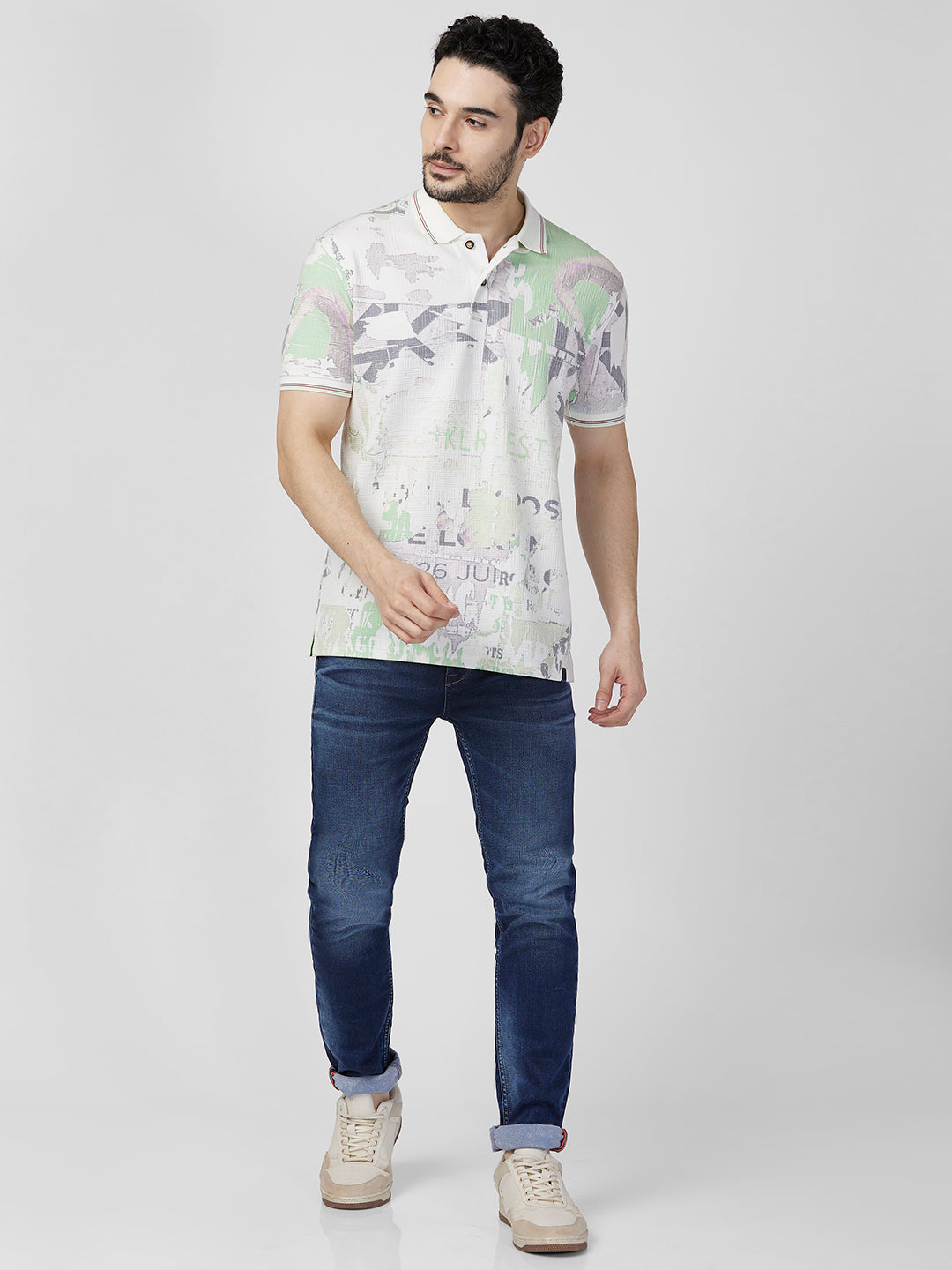 Killer Men Green Printed Slim Fit T-Shirts