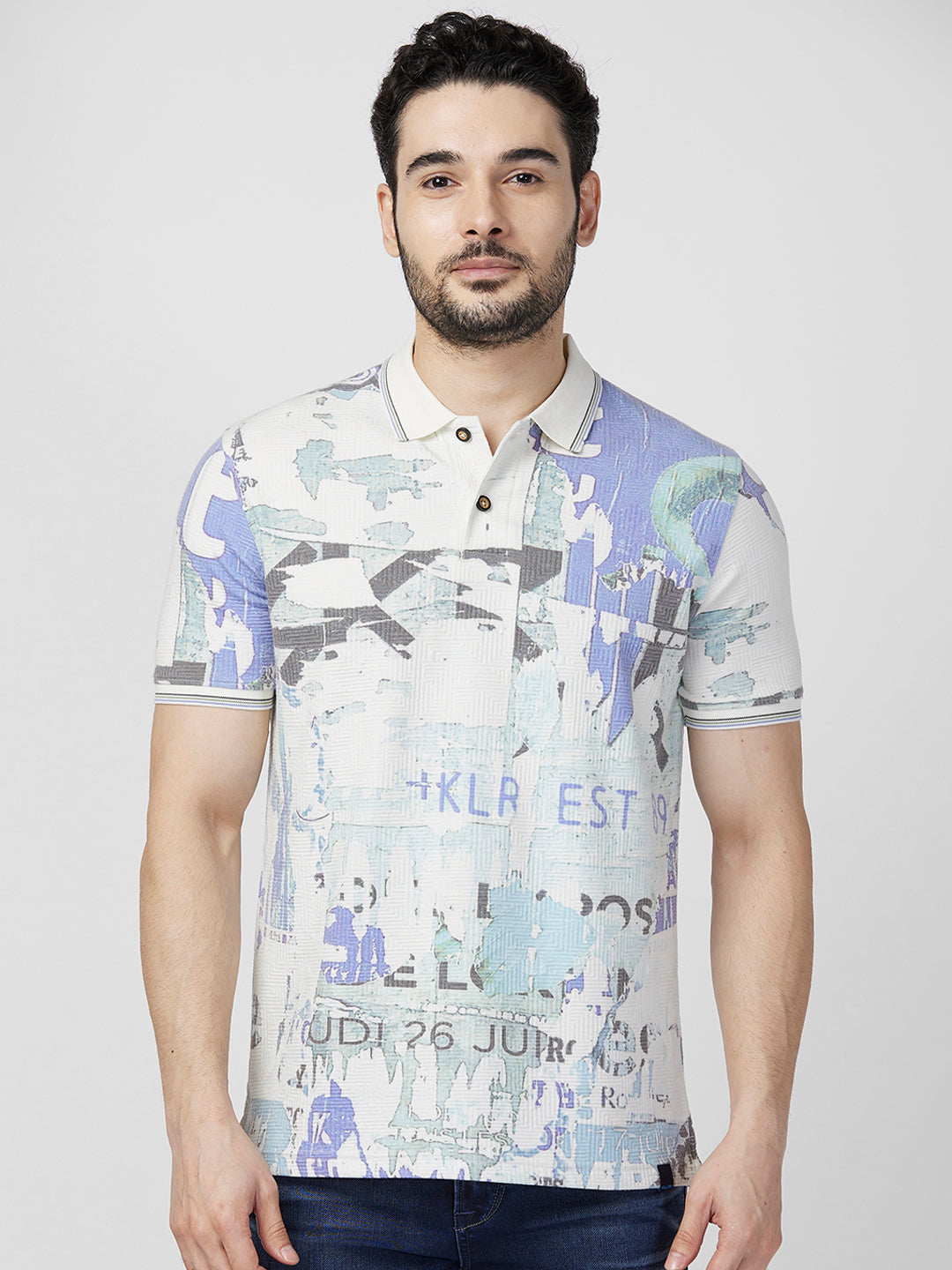 Killer Men Blue Printed Slim Fit T-Shirts