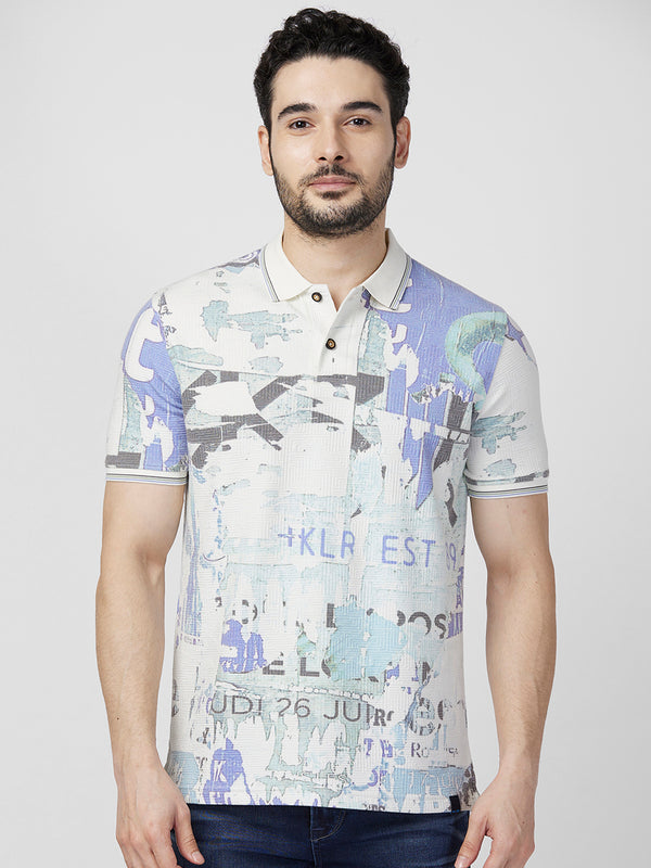 Killer Men Blue Printed Slim Fit T-Shirts
