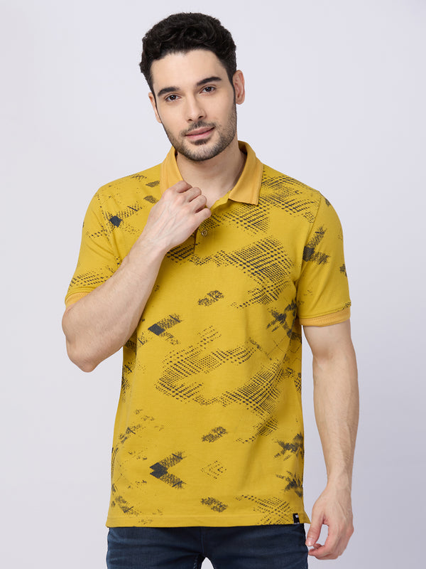 Killer Men Musturd Printed Slim Fit T-Shirts