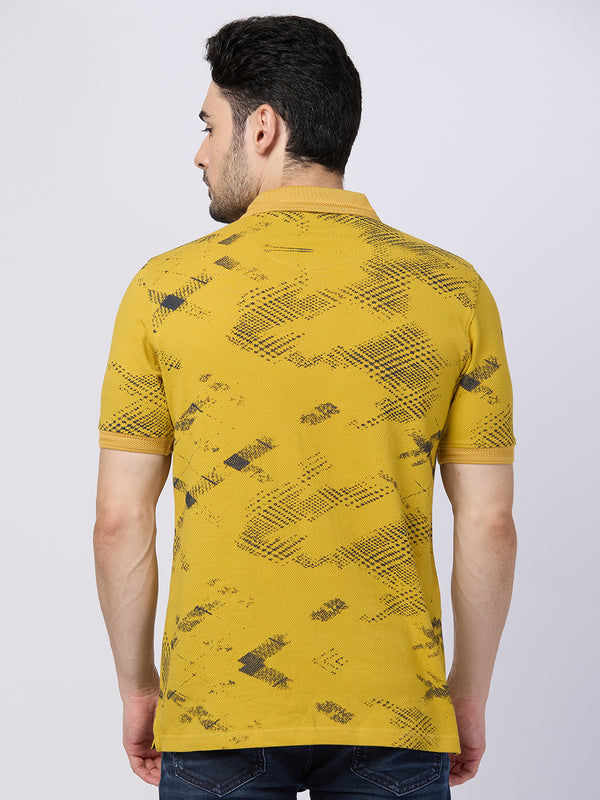 Killer Men Musturd Printed Slim Fit T-Shirts