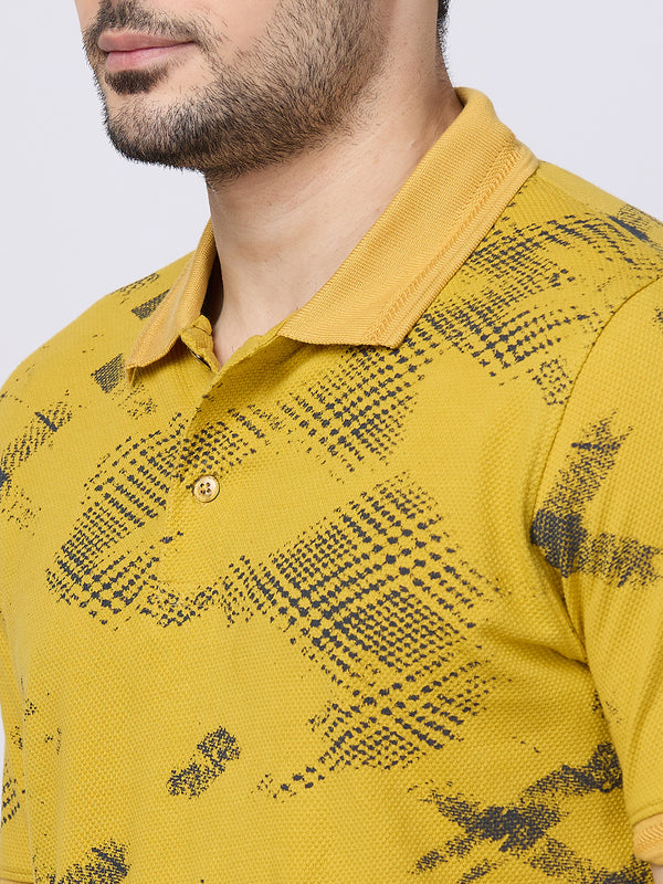 Killer Men Musturd Printed Slim Fit T-Shirts