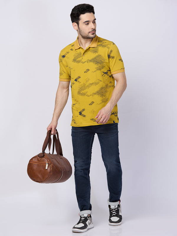 Killer Men Musturd Printed Slim Fit T-Shirts