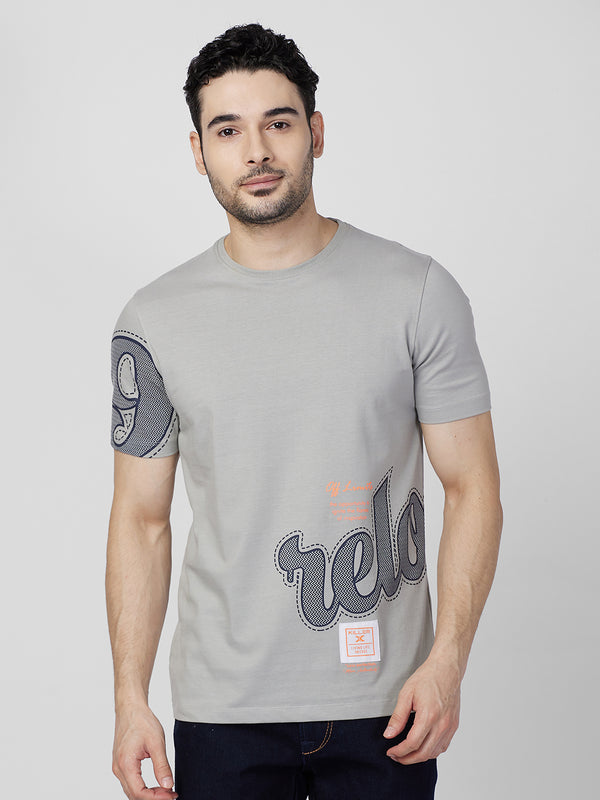 Killer Men Grey Printed Round Neck T-Shirts