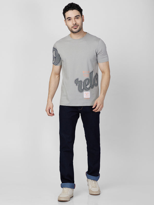 Killer Men Grey Printed Round Neck T-Shirts