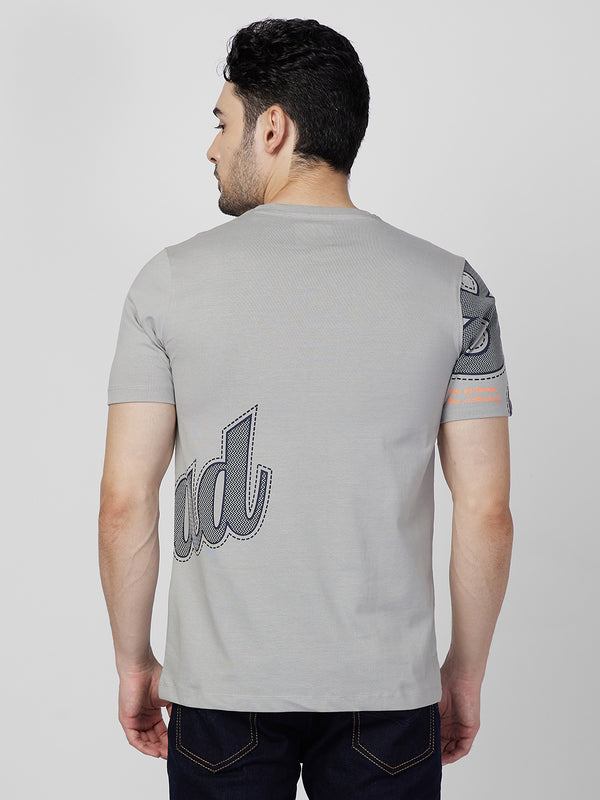 Killer Men Grey Printed Round Neck T-Shirts