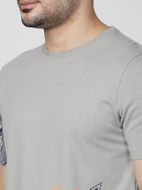 Killer Men Grey Printed Round Neck T-Shirts