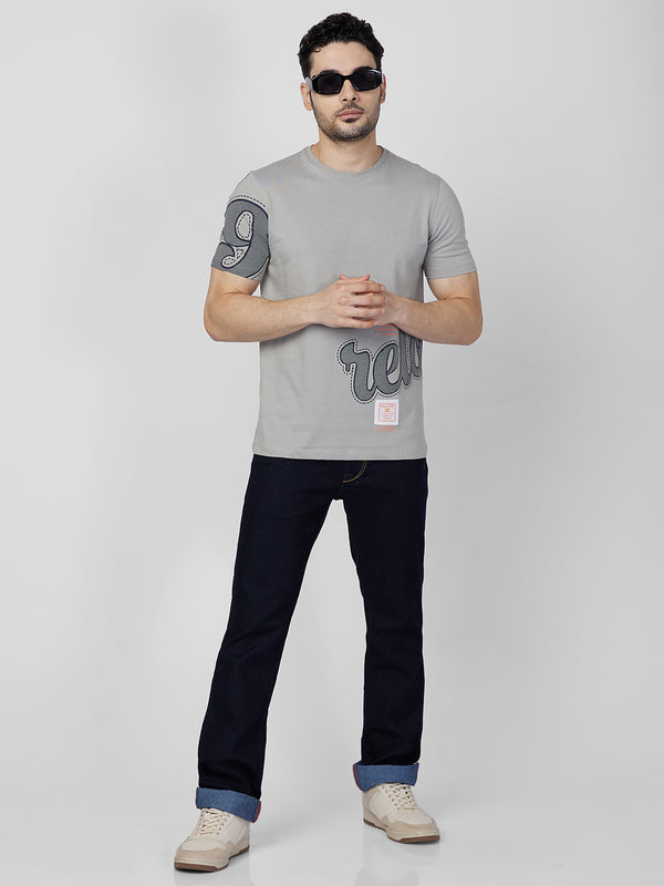 Killer Men Grey Printed Round Neck T-Shirts