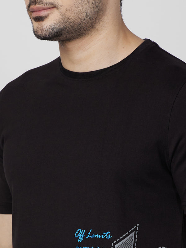 Killer Men Black Printed Round Neck T-Shirts