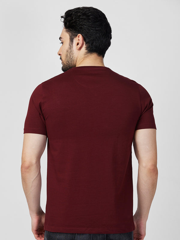 Killer Men Maroon Printed Slim Fit T-Shirts