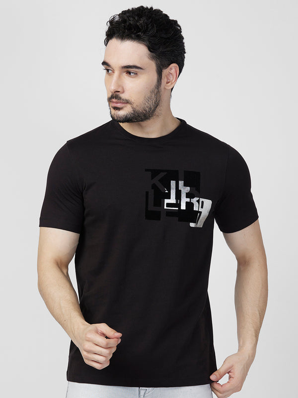 Killer Men Black Printed Slim Fit T-Shirts