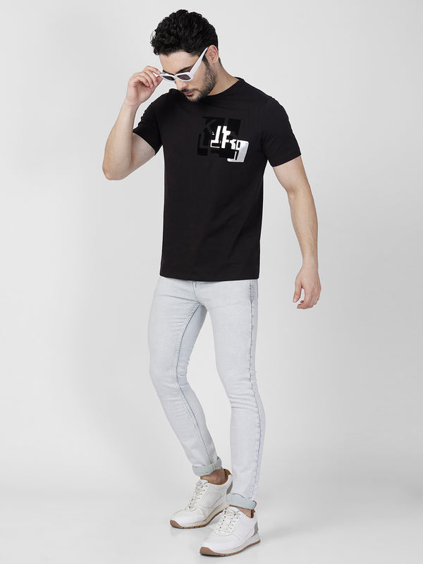 Killer Men Black Printed Slim Fit T-Shirts