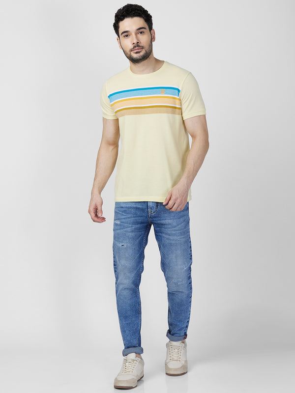 Killer Men Yellow Printed Slim Fit T-Shirts