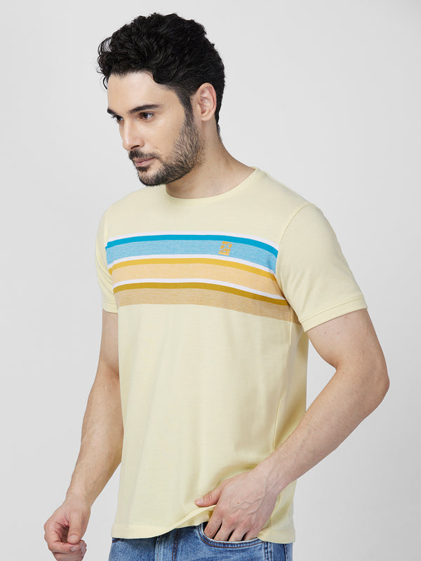 Killer Men Yellow Printed Slim Fit T-Shirts