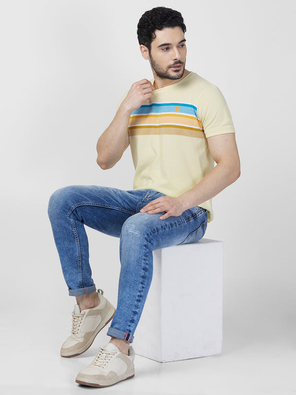 Killer Men Yellow Printed Slim Fit T-Shirts