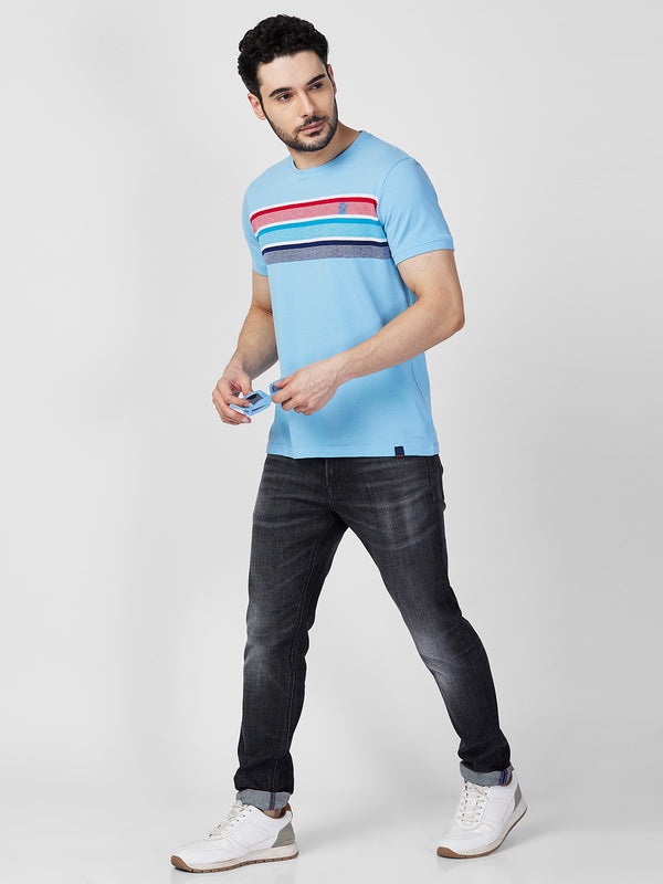 Killer Men Blue Printed Slim Fit T-Shirts