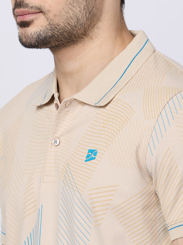 Killer Men Beige Printed Slim Fit T-Shirts