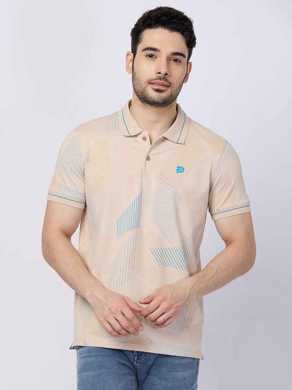 Killer Men Beige Printed Slim Fit T-Shirts