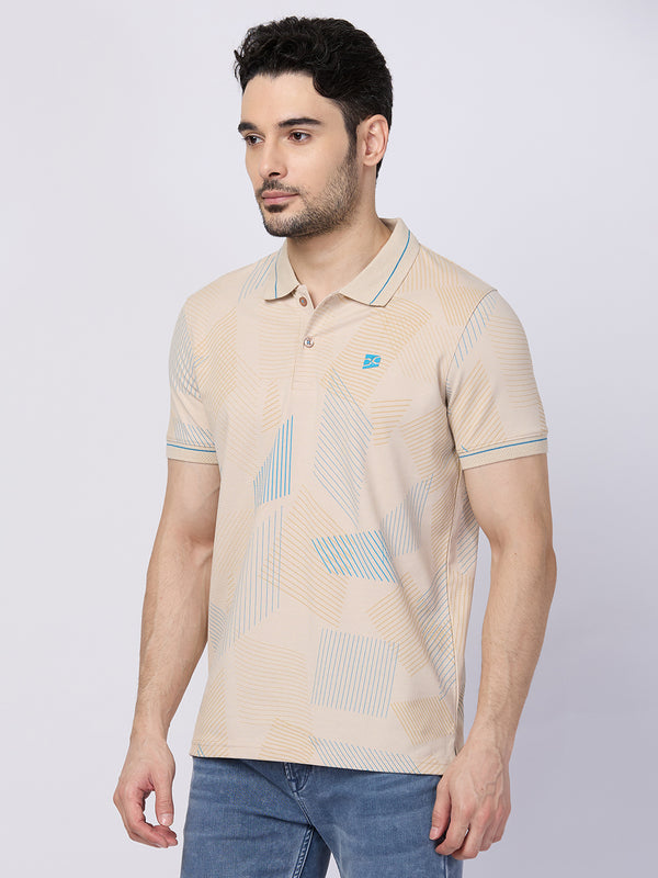 Killer Men Beige Printed Slim Fit T-Shirts