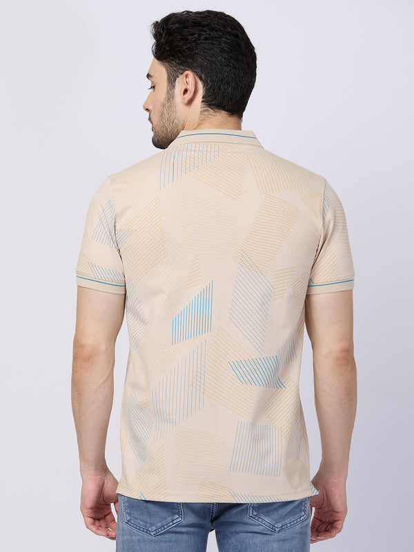 Killer Men Beige Printed Slim Fit T-Shirts
