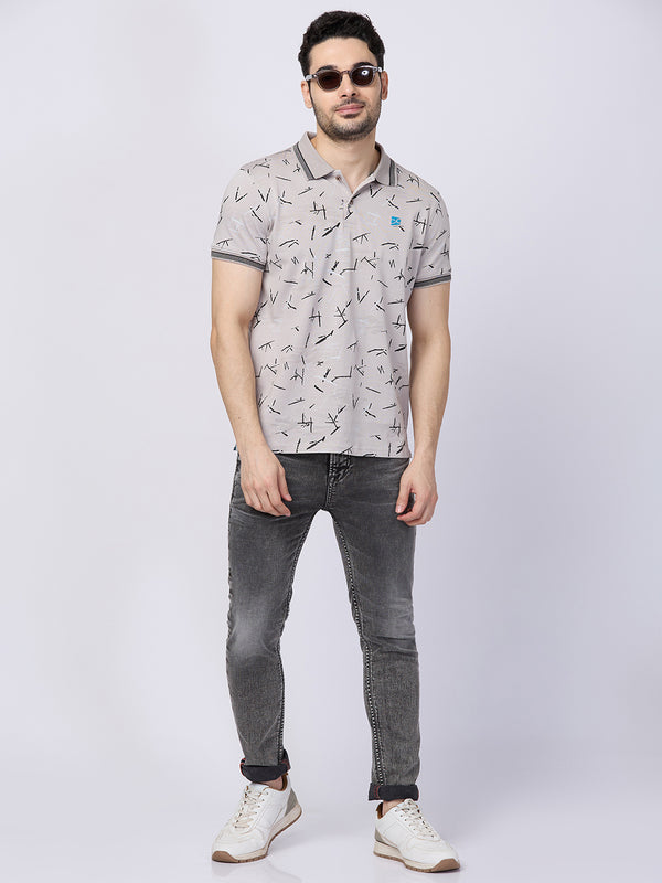 Killer Men Grey Printed Slim Fit T-Shirts